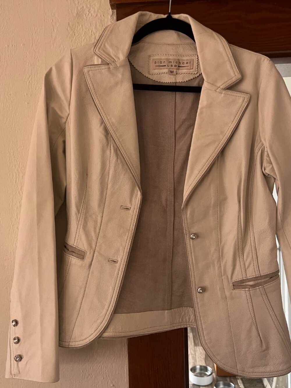 White Leather Jacket by Alan Michael USA